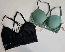 NEW NWT Auden Daydream Green Demi T-shirt Bra Size 34B  Black Bralette SZ M