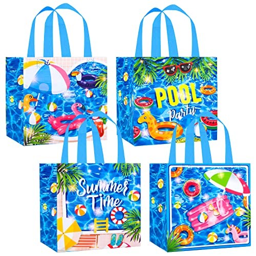 12 Stück Pool Party Gastgeschenke Geschenktüten Sommer Strand Schwimmen Motiv Vlies Geschenk - Bild 2 von 7