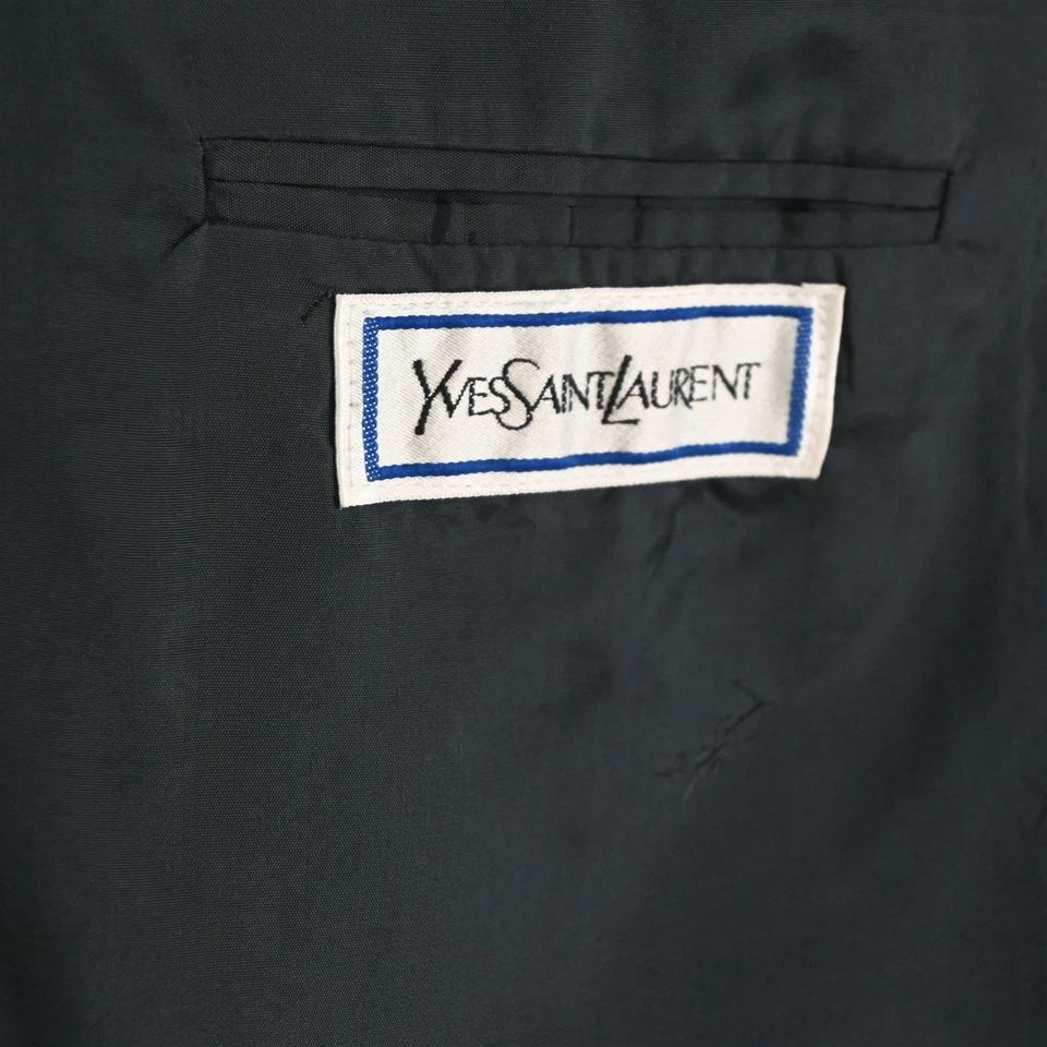 Vtg Yves Saint Laurent 44R 36x32 Blue Glenn Check 100% Wool Jacket Pants Suit - Image 4 of 4
