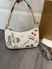 C.oach Chalk Multi Teri Sketch Print Shoulder Bag CAK17 Outlet NEW