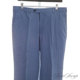 #1 MENSWEAR Isaia Napoli Made in Italy 2 Ply Cotton Royal Blue Twill Pants 50 R