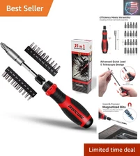 Durable Ratcheting Screwdriver Set - 21 Magnetic Bits for Every Household Task