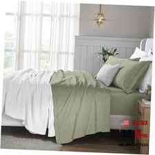 Egyptian Cotton 4 Piece Sheet Set, 650 Thread Count, Eco-Friendly, Queen Sage