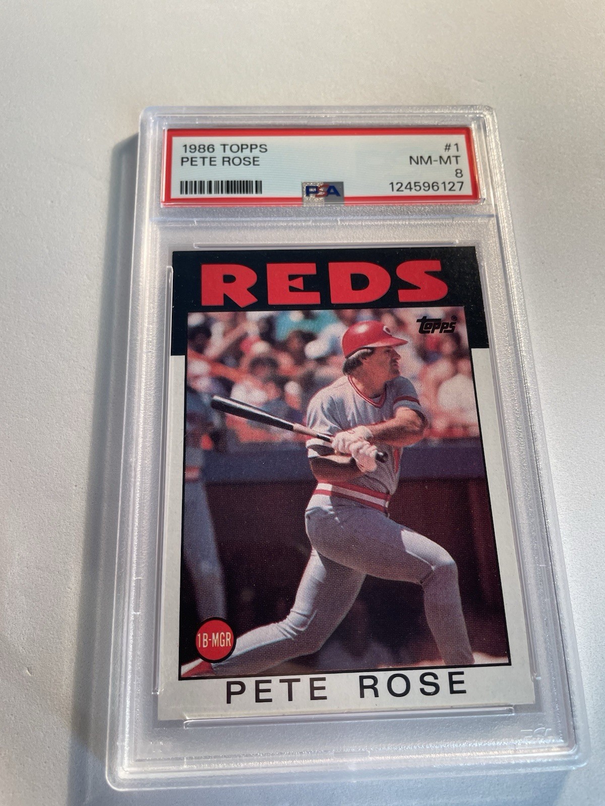 1986 TOPPS #1 PETE ROSE PSA 8