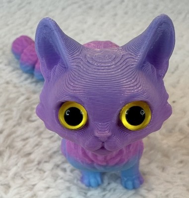 3D PRINTED CAT  NEW!!! Cotton Candy Kitty   Movable Joints.