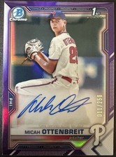 2021 Bowman Draft MICAH OTTENBREIT Philadelphia Phillies Purple Auto #011/250
