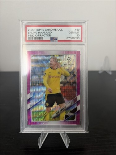 2020/21 Topps Chrome UCL Erling Haaland Pink X-Fractor Perfect PSA 10