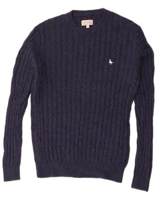 Jack Wolfskin Mens Crew Neck Jumper Sweater Small Navy Blue Flecked Wool CP04
