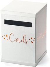 White Rose Gold Card Box, Large 12 x 8 Card Holder Wedding Mailbox