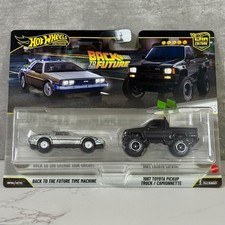 Hot Wheels Back To The Future Time Machine & 1987 Toyota Pickup - Premium 2 Pack