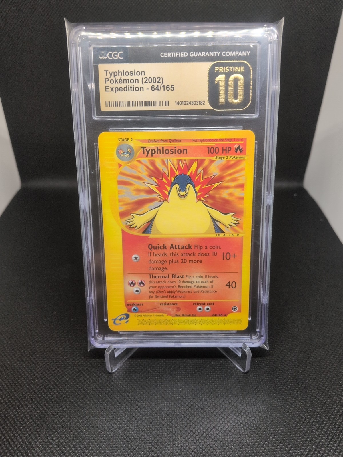 Pokemon Expedition Typhlosion Non-Holo Rare Card 64/165 CGC Pristine 10 Low Pop