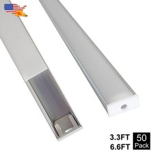 50 Pack 6.6FT/2M U-Channel Led Aluminum Channel With Milky Cover For Led Strip