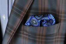 Lord R Colton Masterworks Pocket Square - Cobalt Blue Geometric Silk - 75 New