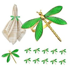 Gold Napkin Rings Set of 12 Coastal Beach Napkin Ring Holders for Dragonfly