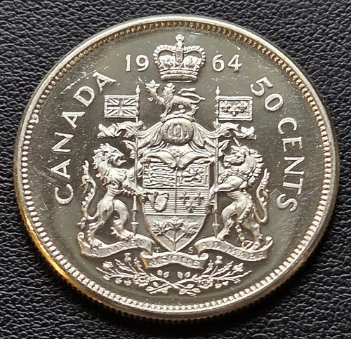 1964 Canada Silver 50-Cent Half Dollar Coin - Mint Condition - 80% Silver