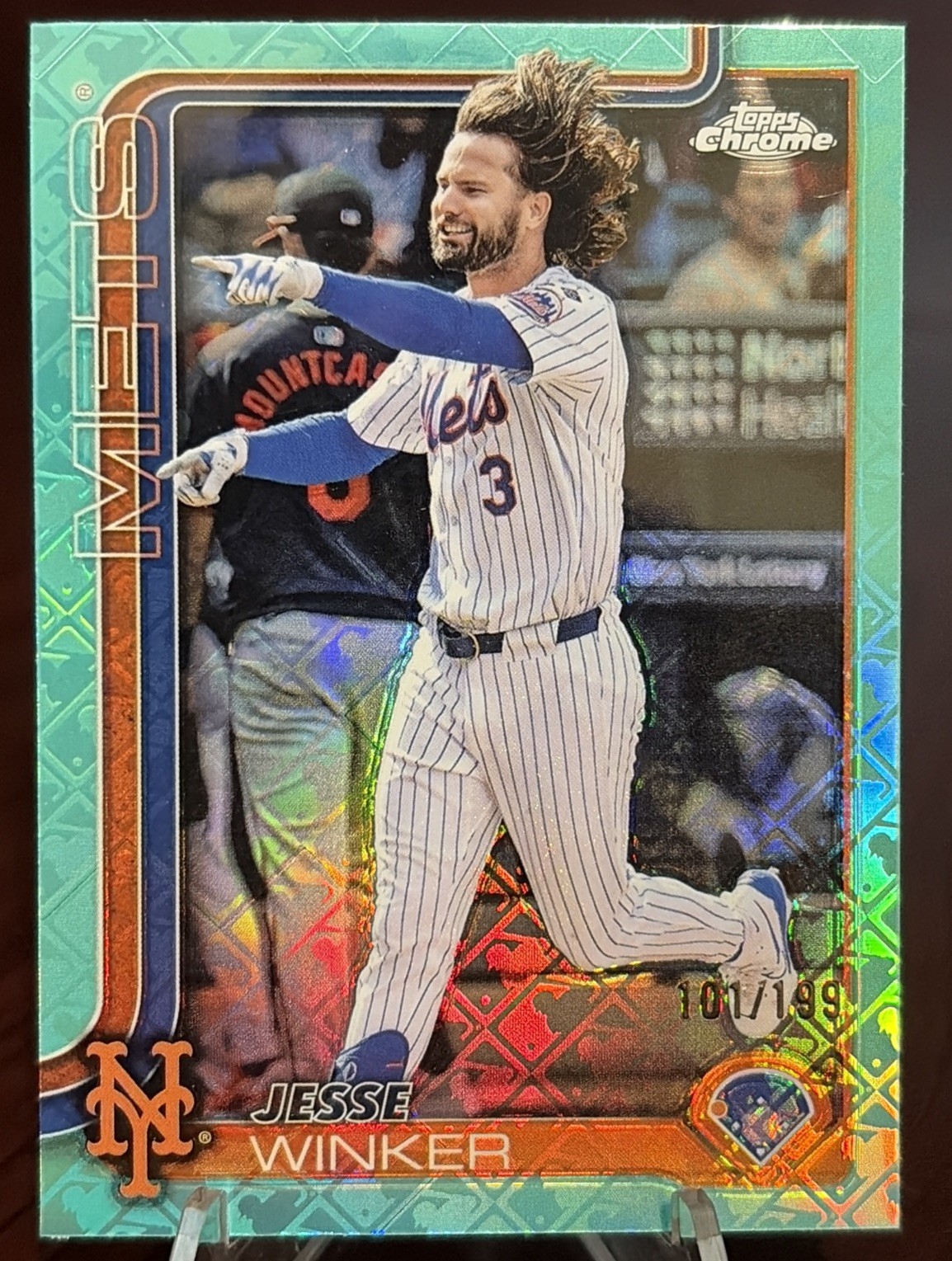 2025 Topps Chrome Logofractor - Jesse Winker #180 - Aqua Refractor /199
