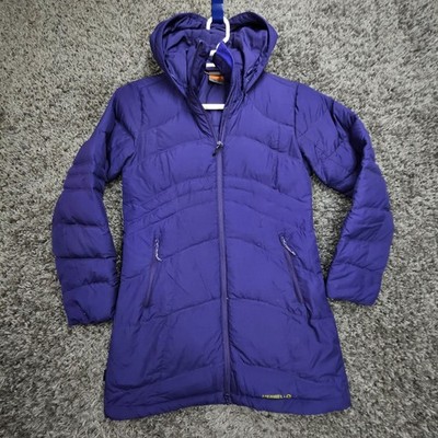 Merrell Goose Down Parka Jacket Womens Small Purple W/ Hood
