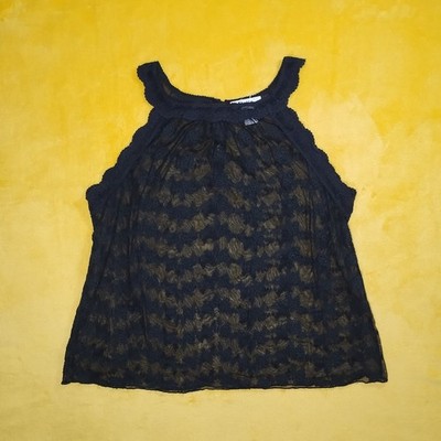 vintage 90s y2k sheer micro mesh crochet lace flowy top sz l whimsigoth romantic