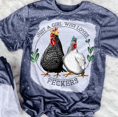 Gildan Soft style Bleached Tee, Just A Girl Who Loves Peckers  Bleached Tee