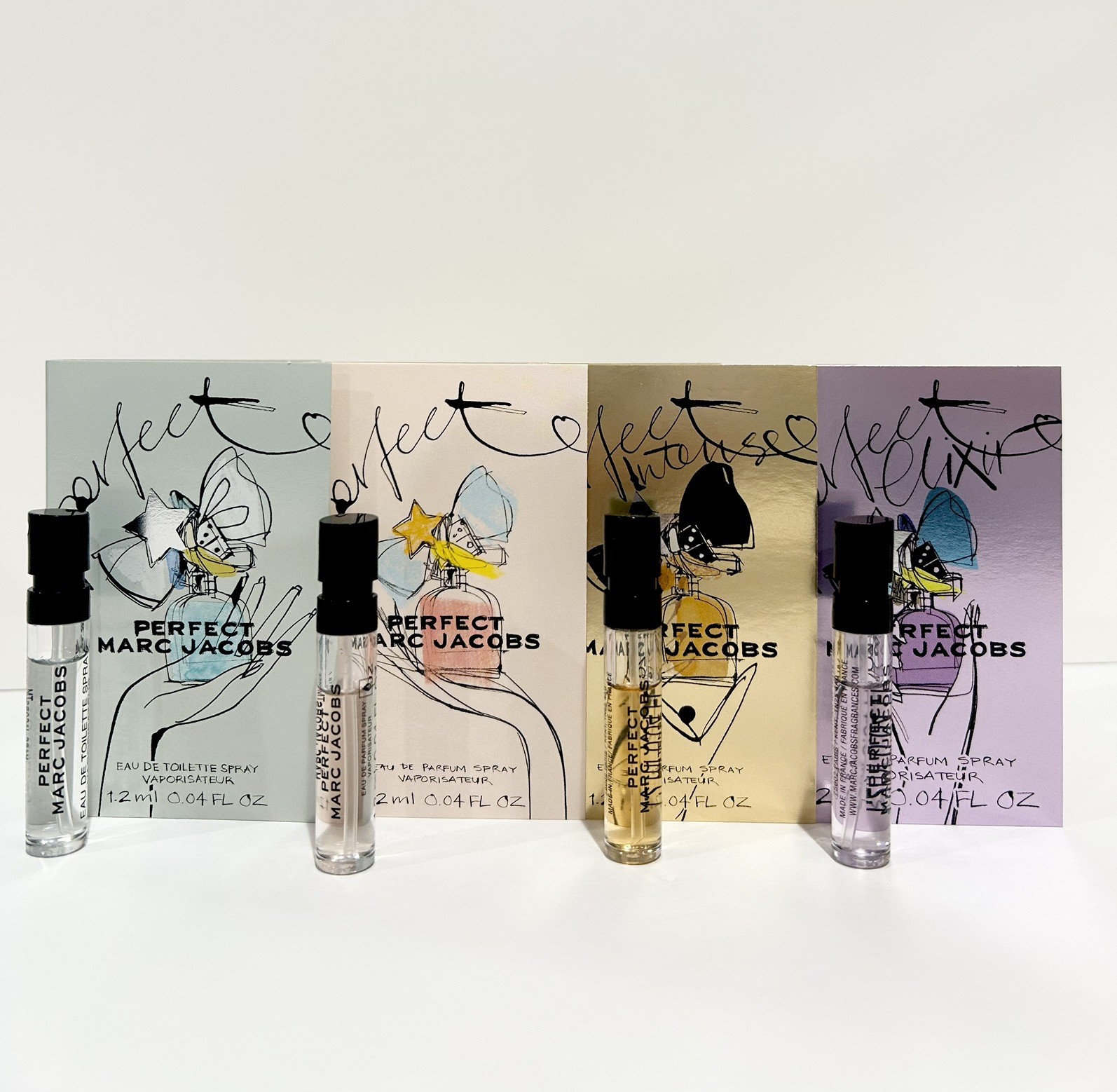 Marc Jacobs Perfect Perfume Collection 4pc Sample Vials Spray Set