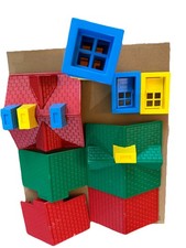 Large Lot Of Playskool Lincoln Logs 5 Roofs 7 Windows 4 Chimney 2 Doors Included