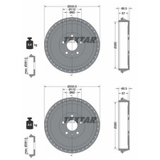 2X TEXTAR BREMSTROMMELN 280mm HINTEN PASSEND FÜR AUDI Q4 CUPRA BORN SKODA ENYAQ