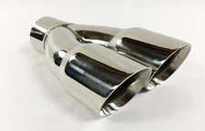 Exhaust Tip 2.50" Inlet Dual 3.00  X 9.50 Long Round Double Wall Stainless Wesdo