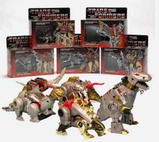 Transformers G1 Dinobots Set Grimlock Swoop Sludge Slag Snarl ristampa come nuovo MISB