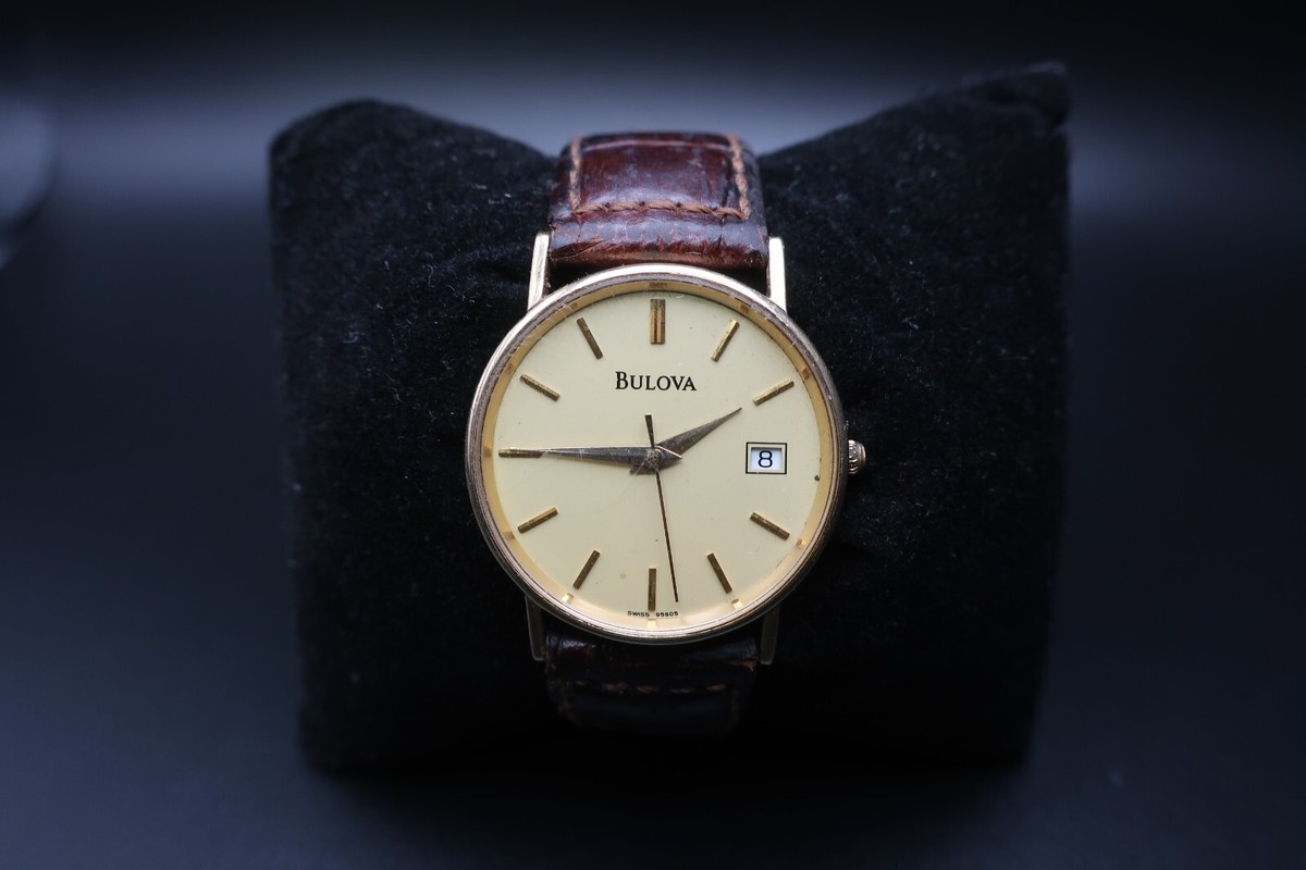 Vintage Bulova 14k Gold 31mm Model.95S05 Swiss Quartz Unisex 
