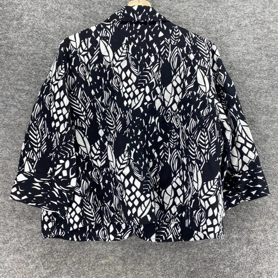 Blazer East 5th Mujer PXL Pequeño Negro Geométrico Abotonado Lino Cuello Informal Foto 2 de 4