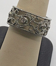 Silver Tone Filigree Cut Out CZ Ring
