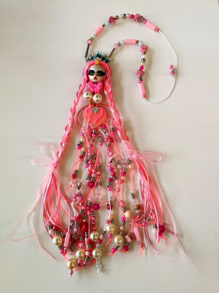 ювелирные изделия ожерелье кулон принцесса кукла розовый слоистый лариат жемчуг кристаллы камни - Изображение 2 из 4