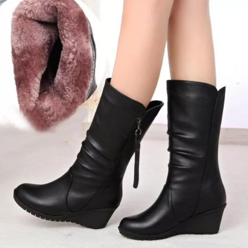 Wedge mid calf shop boots women's