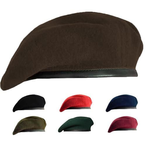 2668 Pu Leather Beret Hat For Women, Beanie Hat Army Military Color Winter Hat Zhehao Adjustable Wool Berets Solid Color Military Army  main image 3