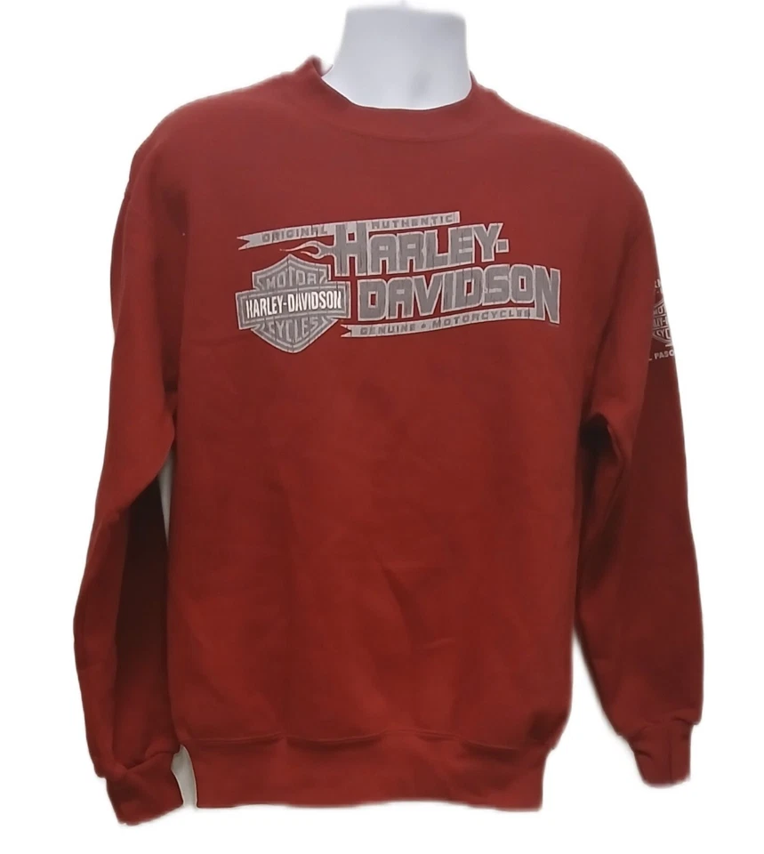 Harley Davidson Slope Cardinal Crew Hombre Rojo Sudadera Manga Larga Nuevo Foto 3 de 3