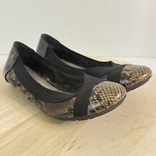 ANNE KLEIN SPORT Women's Ballet Flats Sz 9M Snake print  Patent Leather Shoes