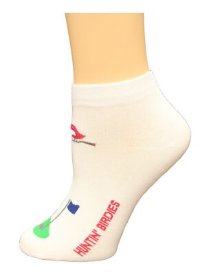 K. Bell Huntin' Birdies Socks, White, Sock Size 9-11/Shoe Size 4-10, 1 Pair
