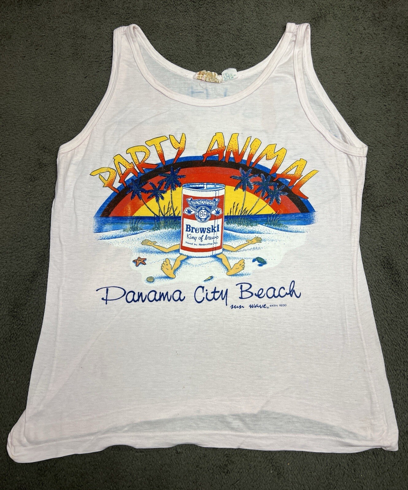 Vtg Panama City Beach Budweiser 1980’s Air Brush Tank Top Sz A