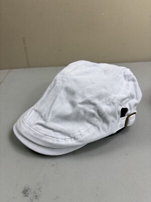 Newsboy Hat Paperboy Golf Gatsby Driver Cabbie Flat Cap One Size White Cotton
