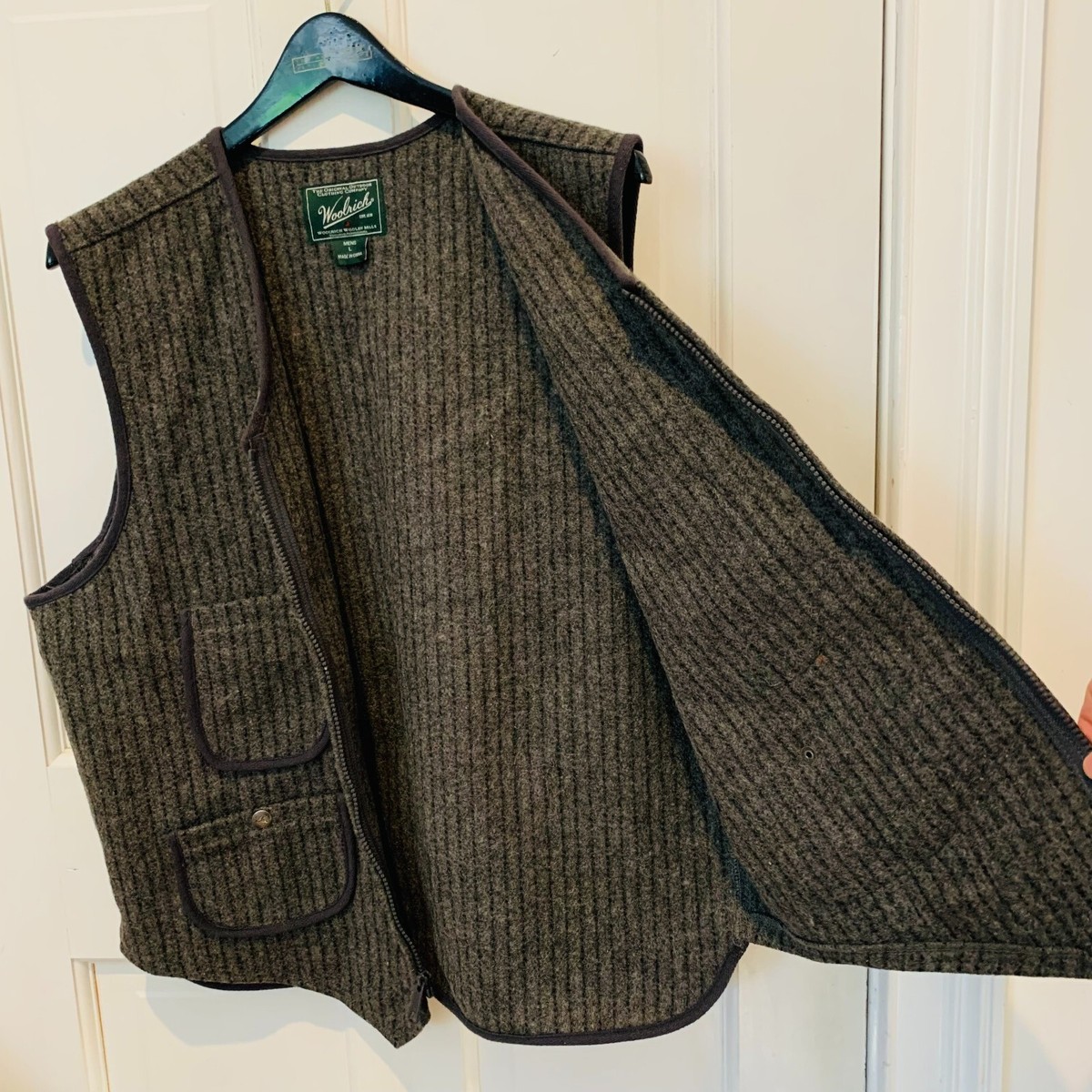 VTG 1950s WOOLRICH Wool Utility Hunting Vest Size Large SPORTSMAN