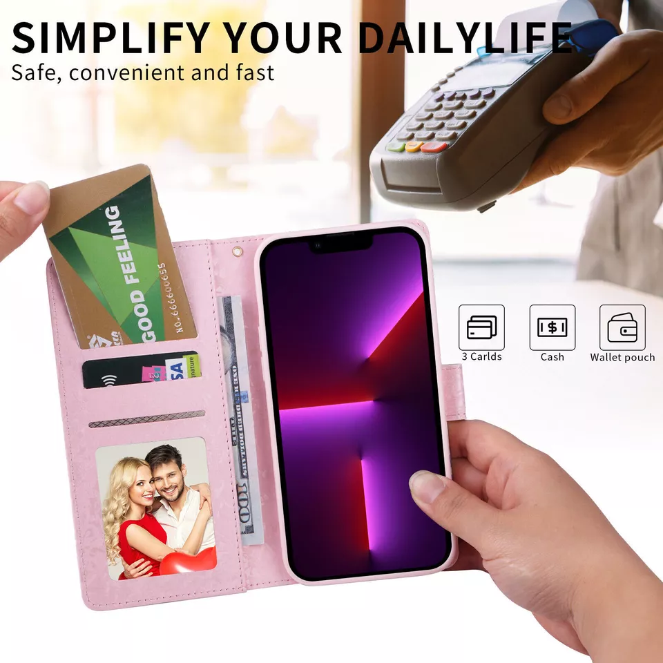 Flip Flower Wallet Phone Case For iPhone 11 12 13 14 15 16 Pro Max XR XS 7 8 SE - Image 4 of 4