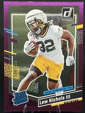 LEW NICHOLS III 2023 Donruss Rated Rookie /500 PURPLE Stat Line #335 Packers