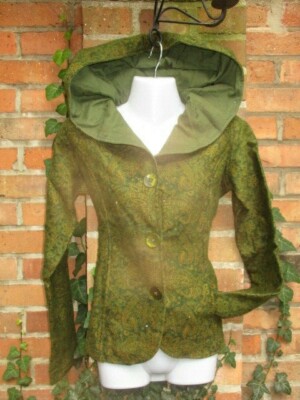 Jacke Kurz Winter Wolljacke Wolle grün Schurwolle Musterung XS S M L XL Paisley