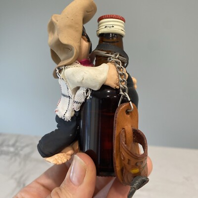 Vintage Columbia Souvenir Mini Liquor Bottle Clay figure