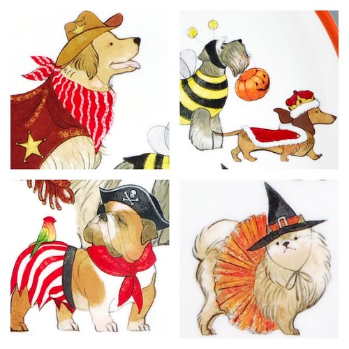 4 Pier 1 Park Avenue Puppies Dogs Melamine Plates Halloween Tricks For Treats - Picture 4 of 12