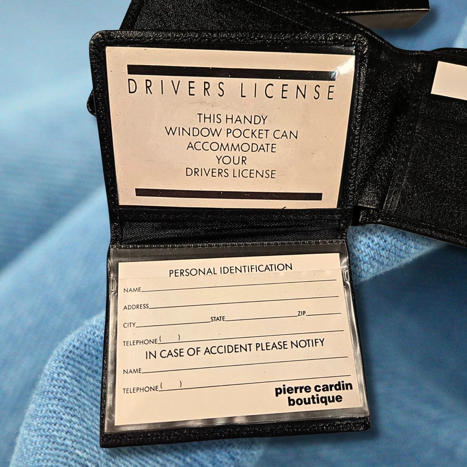 Pierre Cardin Boutique Black Leather Passcase Bi-fold Wallet Made in India - Image 3 of 4