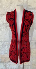 Vintage Hungarian folk costume ethnic wool apliqued fitted Women's Vest SZ 38