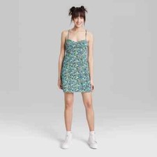 Women's Sleeveless Woven Fit Flare Dress - Wild Fable Blue Floral Size Med