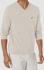  80 Nautica Men's Beige Navtech Performance Classic-Fit V-Neck Sweater Size XXL