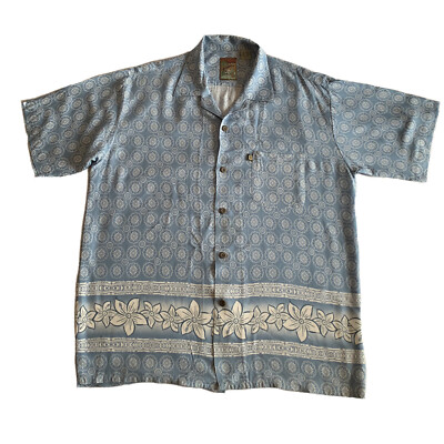 Pineapple Connection Men's Hawaiian Shirt Pale Blue Floral - Size XXLarge 